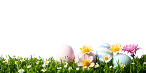 easter eggs on grass