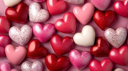 Colorful heart shapes in various shades celebrating love and affection.