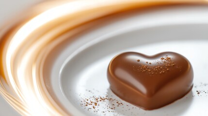 Delicious heart-shaped chocolate on a plate, perfect for romantic moments and desserts.