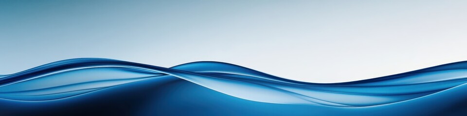 Obraz premium Abstract blue waves, flowing curves, smooth gradients, dynamic motion, minimalist design, light and shadow play, fluid shapes, digital art, glossy texture, sleek modern aesthetic, white background, se