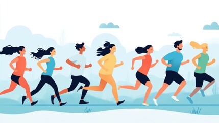 Diverse Group of People Enjoying a Run Together