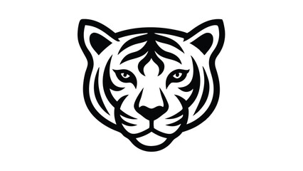 simple tiger, vintage logo line art concept black and white color, hand drawn illustration