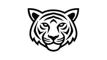 Fototapeta premium simple tiger, vintage logo line art concept black and white color, hand drawn illustration