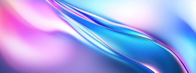 Naklejka premium Abstract waves, fluid dynamics, vibrant blue and pink gradients, smooth curves, metallic sheen, digital art, flowing lines, dynamic composition, futuristic background, glossy texture, energy in motion