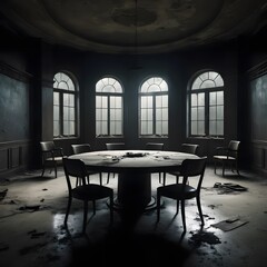 Naklejka premium Illuminati Secret Room Violent Initiation Ceremony Visualized Generative AI