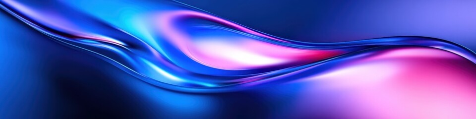 Abstract fluid waves, vibrant neon colors, electric blue and magenta, smooth glossy surfaces, futuristic backdrop, dynamic flowing shapes, metallic sheen, iridescent textures, digital art, ultra high 