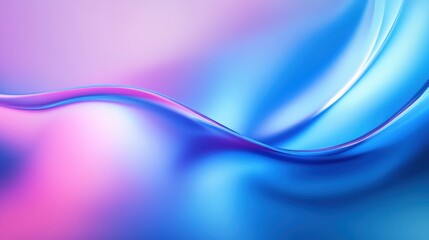 Naklejka premium Abstract fluid waves, vibrant gradient, pink to blue, smooth curves, dynamic flow, glossy surface, ethereal glow, digital art, colorful background, futuristic design, 3D render, high contrast, ultra H