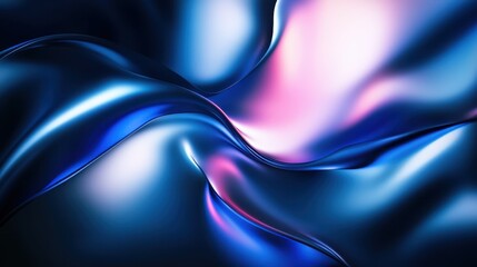 Naklejka premium Abstract fluid waves, vibrant gradient, pink to blue, smooth curves, dynamic flow, glossy surface, ethereal glow, digital art, colorful background, futuristic design, 3D render, high contrast, ultra H