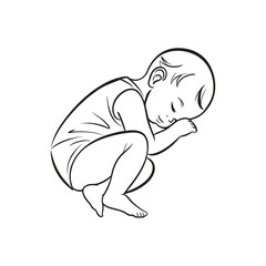 Sleeping baby line art