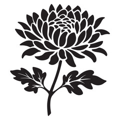 Chrysanthemum of silhouette. Flower logo, icon, symbol design. Vector illustration