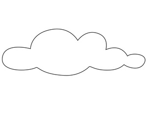 Cumulus cloud, weather phenomenon sign - vector linear cloud picture with editable outline for coloring. Outline.	