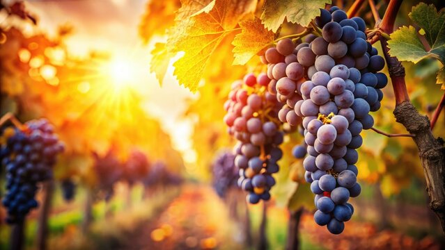 Sun-drenched Bobal grapes, vintage harvest, ready for winemaking.
