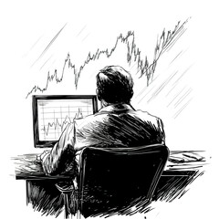 Analyst reviewing financial data on computer screen.