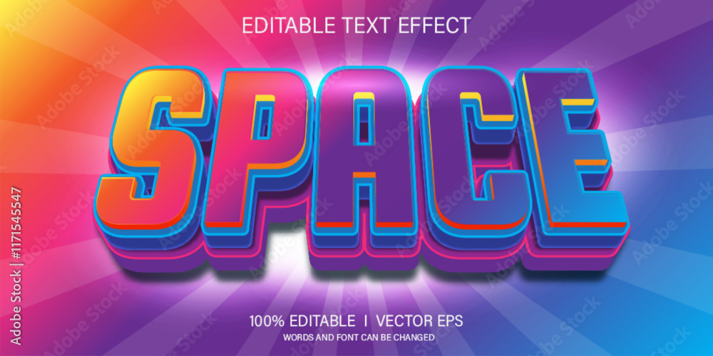 Poster space vector text effect with modern style design