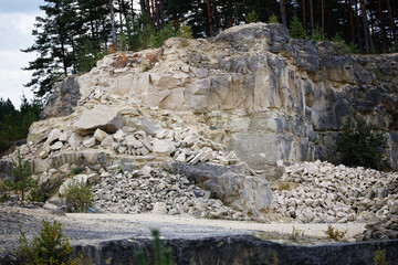 Limestone quarry. Open-pit mine.