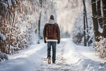 In a tranquil snowy setting everything appears to move at a slower pace and only audible noise is gentle sound of footsteps on snow