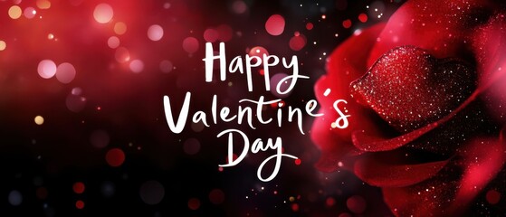 Sparkling Red Rose Valentines Day Greeting Card Design