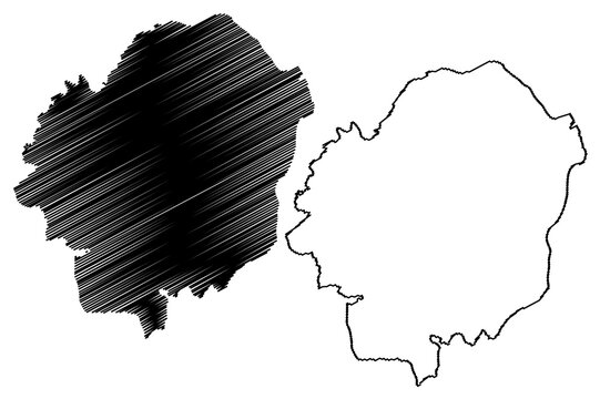 Elmbridge Non-metropolitan district, borough (United Kingdom of Great Britain and Northern Ireland, ceremonial county Surrey, England) map vector illustration, scribble sketch