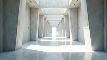 Fototapeta premium 3D-rendered empty and dark abstract concrete room interior, Modern concrete architecture, repetitive geometric structures