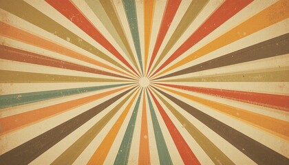 Fototapeta premium Retro sunburst design with colorful rays and vintage grunge texture