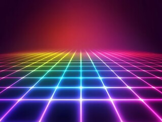 Vibrant Rainbow Grid Neon Lights Abstract Background