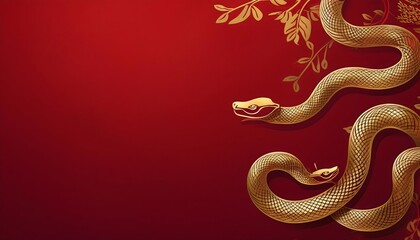 Obraz premium luxury red and gold chinese snake new year background with copy space for text, snake year