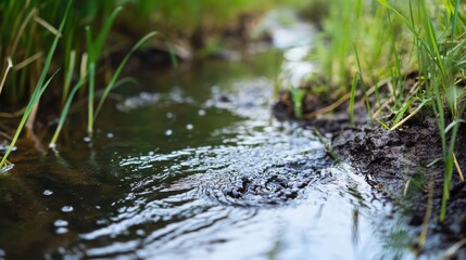 Serene Wetland Stream with Natural Surroundings