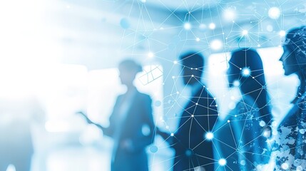 Silhouetted figures in a network, representing connection and collaboration.