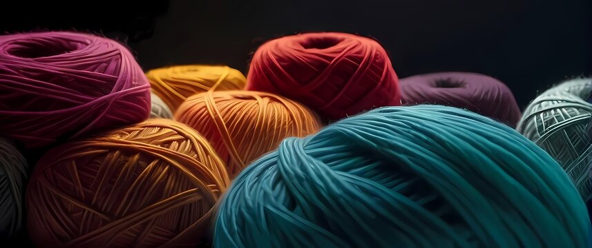 A closeup of colorful yarns displayed creatively for textile inspiration