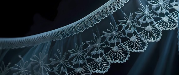 A closeup shot of intricate lace fabric highlighting craftsmanship
