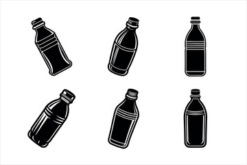 Plastic Bottles silhouette vector on a White Background