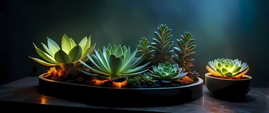 A collection of vibrant suculent arrangements displayed artfully