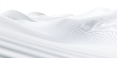 Fototapeta premium Minimalist snowy landscape, pure white snow dunes, soft diffused light, ethereal atmosphere, serene winter scene, smooth curved surfaces, abstract snow formations, pristine wilderness, monochromatic w