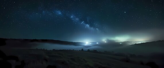 Fototapeta premium A mesmerizing night sky filled with stars above a quiet countryside