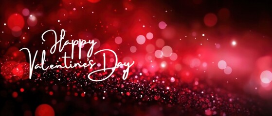 Sparkling Red Valentines Day Background with Glitter and Bokeh Lights