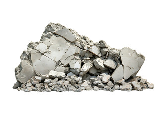 broken concrete isolated on transparent or white background, png cutout