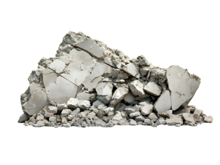 broken concrete isolated on transparent or white background, png cutout