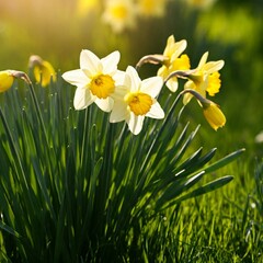 Obraz premium Narzissen Pflanze in der Frühlingssonne