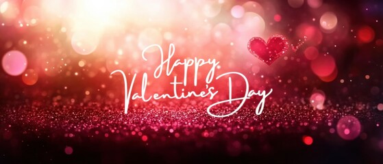Sparkling Red Glitter Valentines Day Background with Heart