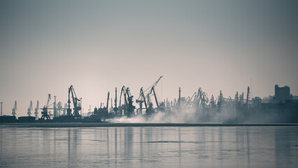 destroyed and burned ships in the port in Ukraine
