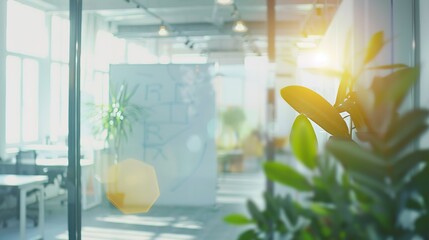 Bright, modern office space with plants and natural light.