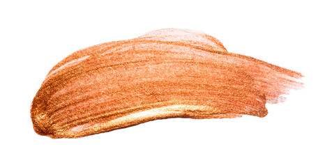 Brown bronze colored brush stroke isolated. Bronze abstract stroke. Colorful watercolor brush...