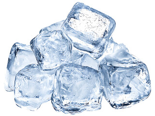 Obraz premium clear crystal ice cubes isolated on transparent or white background, png cutout