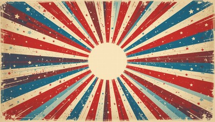 Fototapeta premium Vintage sunburst background with colorful rays and grunge texture design