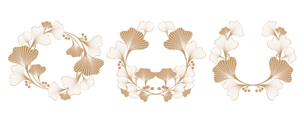 gold ginkgo plant frame background