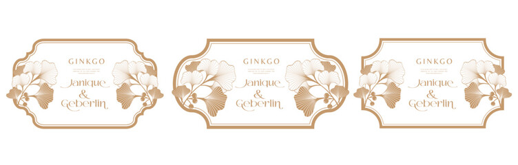 gold ginkgo plant frame background for document