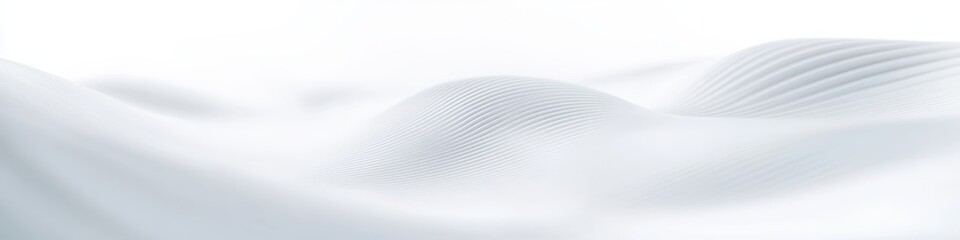 Obraz premium Abstract white waves, soft undulating surfaces, minimalist landscape, ethereal textures, smooth gradients, monochromatic design, gentle curves, snow-like terrain, peaceful atmosphere, serene environme