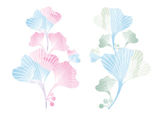 ginkgo plant stem watercolor painting