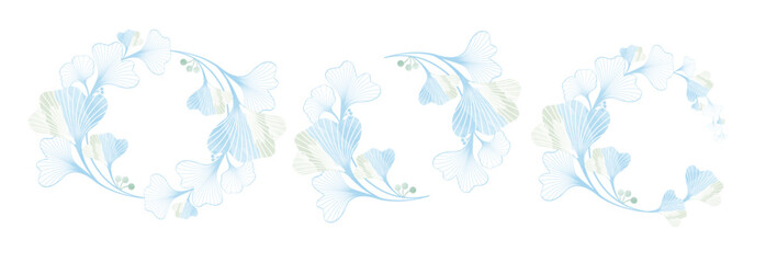 watercolor ginkgo plant circle frame background