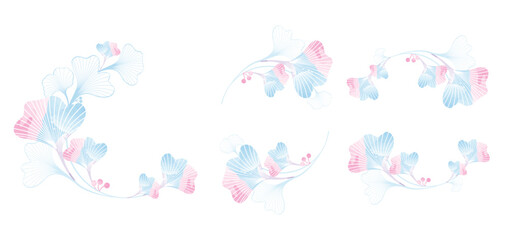 watercolor ginkgo plant circle frame background